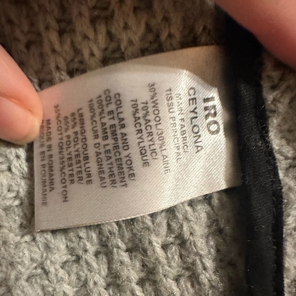 IRO Jacket (wool) Ceylona Leather Trimmed Gray & Black Knit Jacket S 36 - Picture 5 of 6